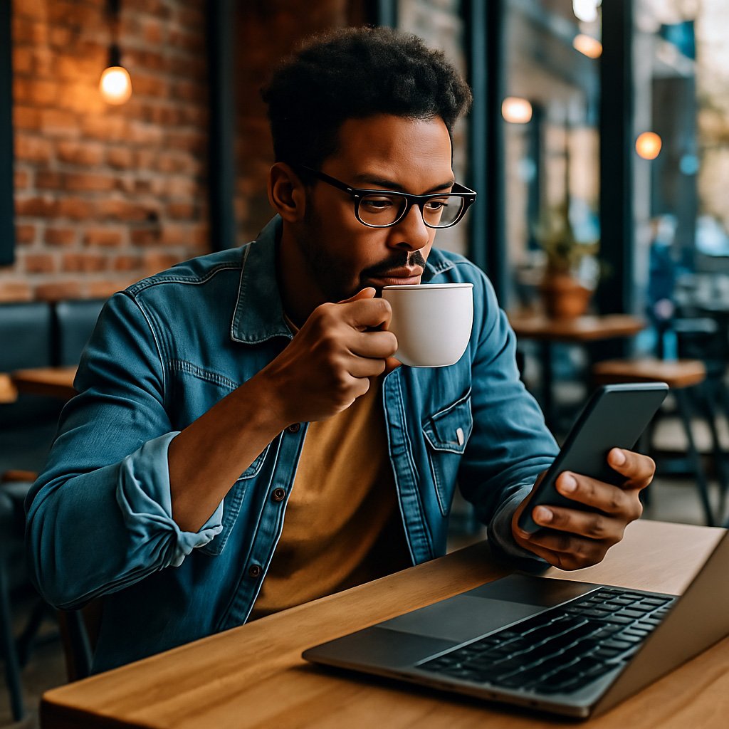 full-time content creator at the coffee shop